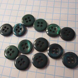 Vintage lot of Sewing Buttons - Pearlized Green Rounds #4